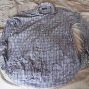 Bugatchi Uomo Mens blue Size Large Long Sleeve Button Front Pre Owned